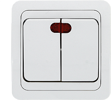 Выключатель 2-клавишный МАДРИД, с подсветкой, скрытый монтаж, белый |  код. EEV10-123-10 |  EKF